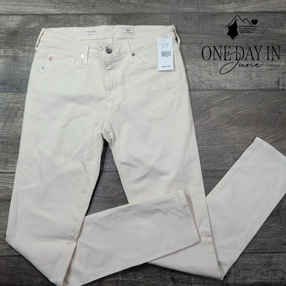 AG Adriano Goldschmied The Prima Cigarette Leg Jeans Cream Skinny NWT Size 4